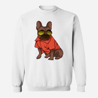 Brown Pug Dog Wearing Sunglasses Cute Pet And Pet Lovers Sweatshirt - Seseable