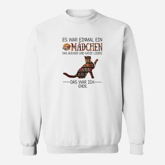 Bücherliebhaber Mädchen Sweatshirt, Katzen & Literatur Motiv - Seseable