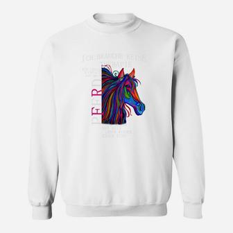 Buntes Pferde-Design Herren Sweatshirt in Weiß, Mode für Pferdeliebhaber - Seseable