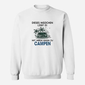 Camping Liebe Damen Sweatshirt, 'Mädchen liebt Mann Campen' Motiv - Seseable