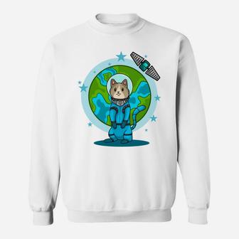 Cartoon Cat Astronaut Kitten Pet Present For Cat Lovers Sweatshirt - Seseable
