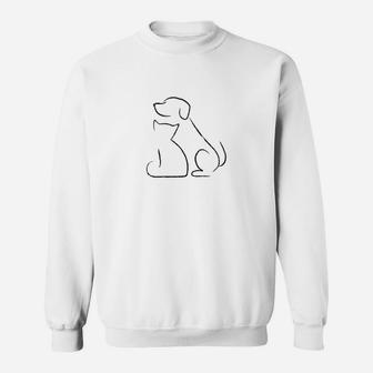 Cat And Dog Outline Minimalist Pe Sweat Shirt - Seseable