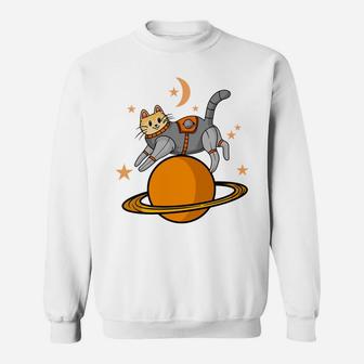 Cat Astronaut Flying In Space Cartoon Idea Pet Gift Sweatshirt - Seseable