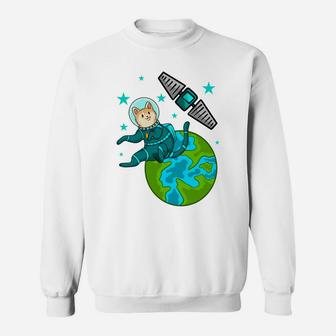 Cat Astronaut Green Space Cute Pet Gifts Sweatshirt - Seseable