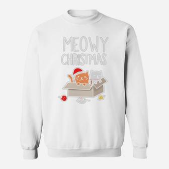 Cat Christmas Ugly Sweater Cat Christmas Shirt Sweat Shirt - Seseable