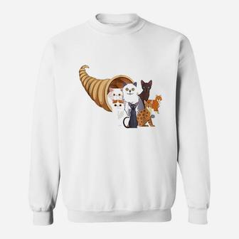 Catucopia Cats Cornucopia Trendy Funny Thanksgiving Sweat Shirt - Seseable