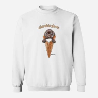 Chocolate Lab Waffle Cone Ice Cream Cute Puppy Sweat Shirt - Seseable