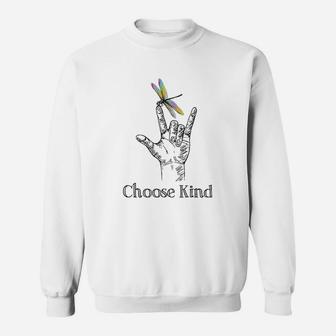 Choose Kind Dragonfly I Love You Asl Sign Language Deaf Sweat Shirt - Seseable