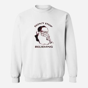 Christmas Dont Stop Believing Santa Graphic Sweat Shirt - Seseable