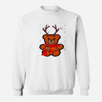 Christmas Eve Teddy Bear With Antlers In The Snow Sweat Shirt - Seseable