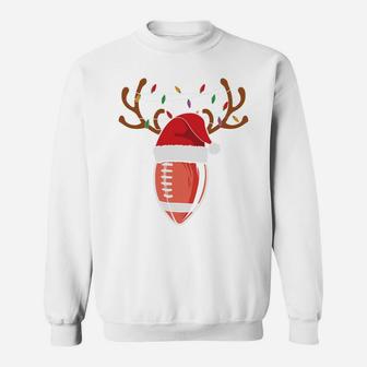 Christmas Football Sport Gift Santa Hat Reindeer Sweatshirt - Seseable