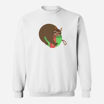 Christmas Sloth Reindeer Antler Christmas Ornament Sweat Shirt - Seseable