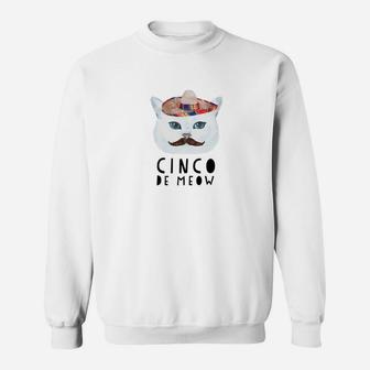 Cinco De Meow Funny Mexican De Mayo Cat Sweat Shirt - Seseable