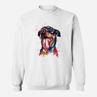 Colorful Rottweiler Dog Love-r Dad Mom Sweat Shirt - Seseable