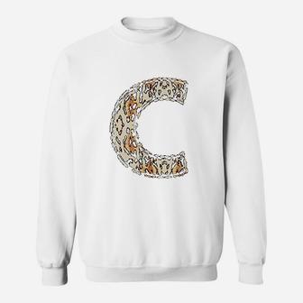 Cool Letter C Initial Name Leopard Cheetah Sweat Shirt - Seseable