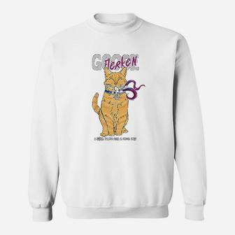 Cool Name For A Cat Cartoon Style Sweat Shirt - Seseable