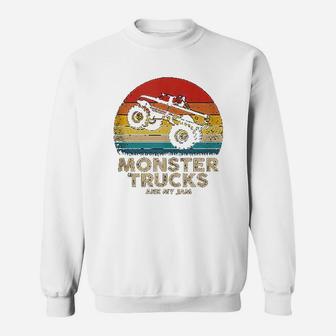 Cool Vintage Monster Truck Are My Jam Retro Sunset Sweat Shirt - Seseable