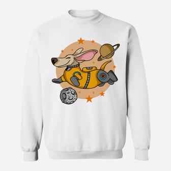 Corgi Flying In Space Cartoon Astronaut Gift Idea Sweatshirt - Seseable