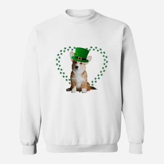 Corgi Heart Paw Leprechaun Hat Irish St Patricks Day Gift For Dog Lovers Sweat Shirt - Seseable
