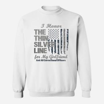 Correctional Officer Girlfriend Thin Silver Line Corrections Sweat Shirt - Seseable