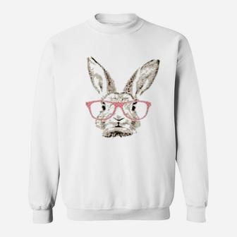 Cute Easter Bunny Rabbit Pink Glasses Hipster Sweat Shirt - Seseable