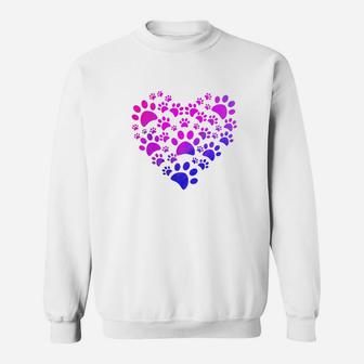 Cute Heart Dog Paws Funny Gift For Animal Lovers Sweat Shirt - Seseable