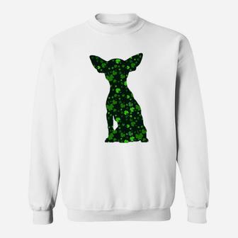 Cute Shamrock Chihuahua Mom Dad Gift St Patricks Day Awesome Dog Lovers Gift Sweat Shirt - Seseable
