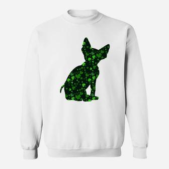 Cute Shamrock Devon Rex Mom Dad Gift St Patricks Day Awesome Cat Lovers Gift Sweat Shirt - Seseable