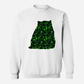 Cute Shamrock Persian Mom Dad Gift St Patricks Day Awesome Cat Lovers Gift Sweat Shirt - Seseable