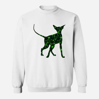 Cute Shamrock Peterbald Mom Dad Gift St Patricks Day Awesome Cat Lovers Gift Sweat Shirt - Seseable