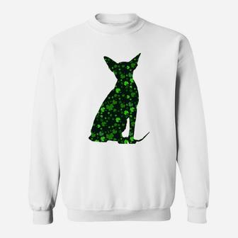 Cute Shamrock Sphynx Mom Dad Gift St Patricks Day Awesome Cat Lovers Gift Sweat Shirt - Seseable