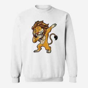 Dabbing Lion Meme Print Dab Cat Dance Sweat Shirt - Seseable