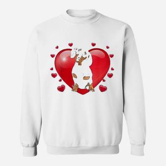 Dachshund Valentines Day Gif Retro Distressed Mom Dog Lover Sweat Shirt - Seseable
