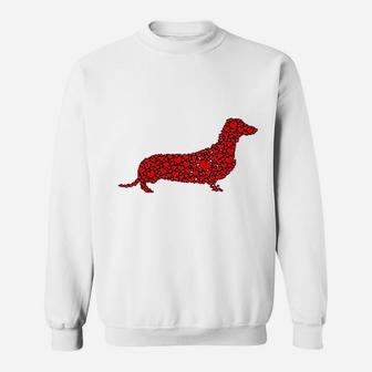 Dachshund Weiner Dog Cute Red Heart Valentines Funny Xmas Sweat Shirt - Seseable