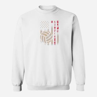 Dad Volleyball Coach Legend Distressed Flag Patriotic Shirt Sweat Shirt - Seseable