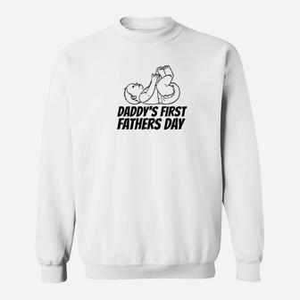 Daddys First Fathers Day Funny Dad Christmas Gift Sweat Shirt - Seseable