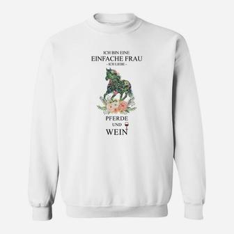 Damen Sweatshirt Einfache Frau - Pferde & Wein, Blumen Design - Seseable