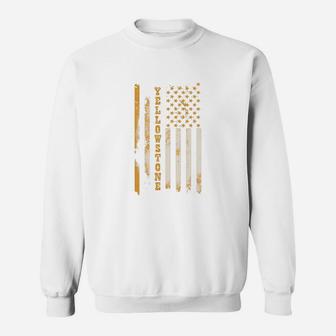 Distressed Yellowstone Flag Sweat Shirt - Seseable