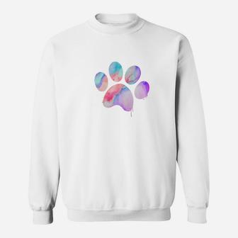 Dog Lovers Paw Prin Cool Watercolor Design Sweat Shirt - Seseable
