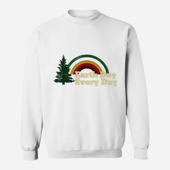 Earth Day Everyday Rainbow Pine Tree Design Sweat Shirt - Seseable