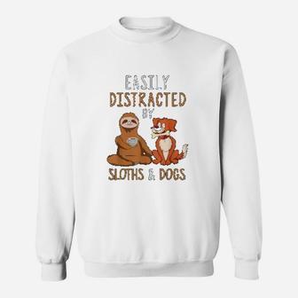 Easily Distracted By Sloths And Dogs Sweat Shirt - Seseable