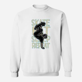 Eat Sleep Skate Skateboard Lover Skateboarding Sweat Shirt - Seseable