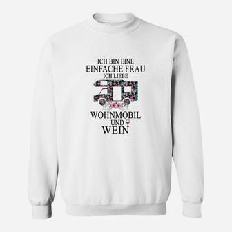 Einfache Frau Wohnmobil & Wein Liebhaber Damen Sweatshirt in Weiß - Seseable
