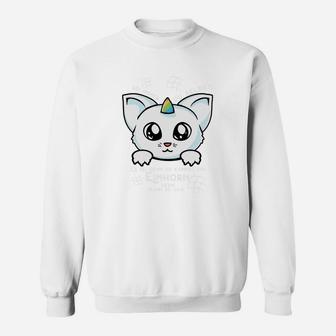 Einhorn-Kätzchen Design Unisex Sweatshirt in Weiß - Seseable