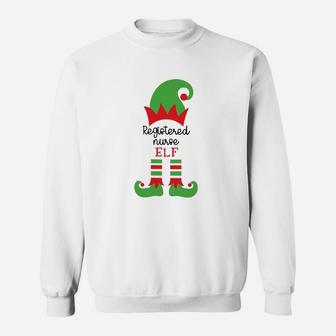 Elf Registered Nurse Elf Christmas Rn Sweat Shirt - Seseable