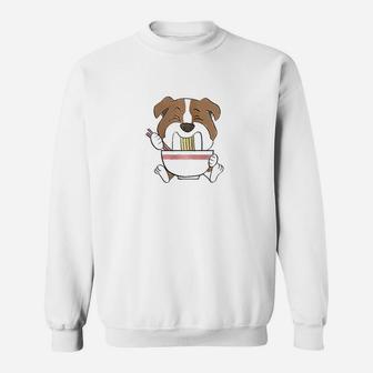 English Bulldog Eating Noodles Sweat Shirt - Seseable