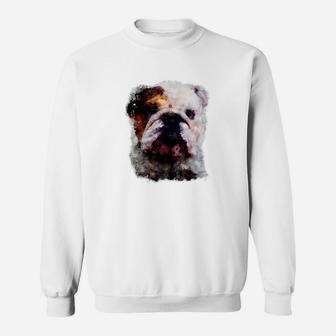 English Bulldog Watercolor Effect Graphic Dog Love Sweat Shirt - Seseable