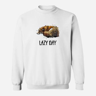 Entspanntes Faultier Lazy Day Sweatshirt in Weiß, Gemütliches Freizeitshirt - Seseable