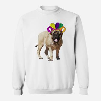 Fat Tuesday Mardi Gras Mastiff Wearing Jester Hat Gift Dog Lovers Sweat Shirt - Seseable