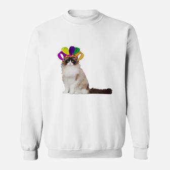 Fat Tuesday Mardi Gras Ragdoll Wearing Jester Hat Gift Cat Lovers Sweat Shirt - Seseable